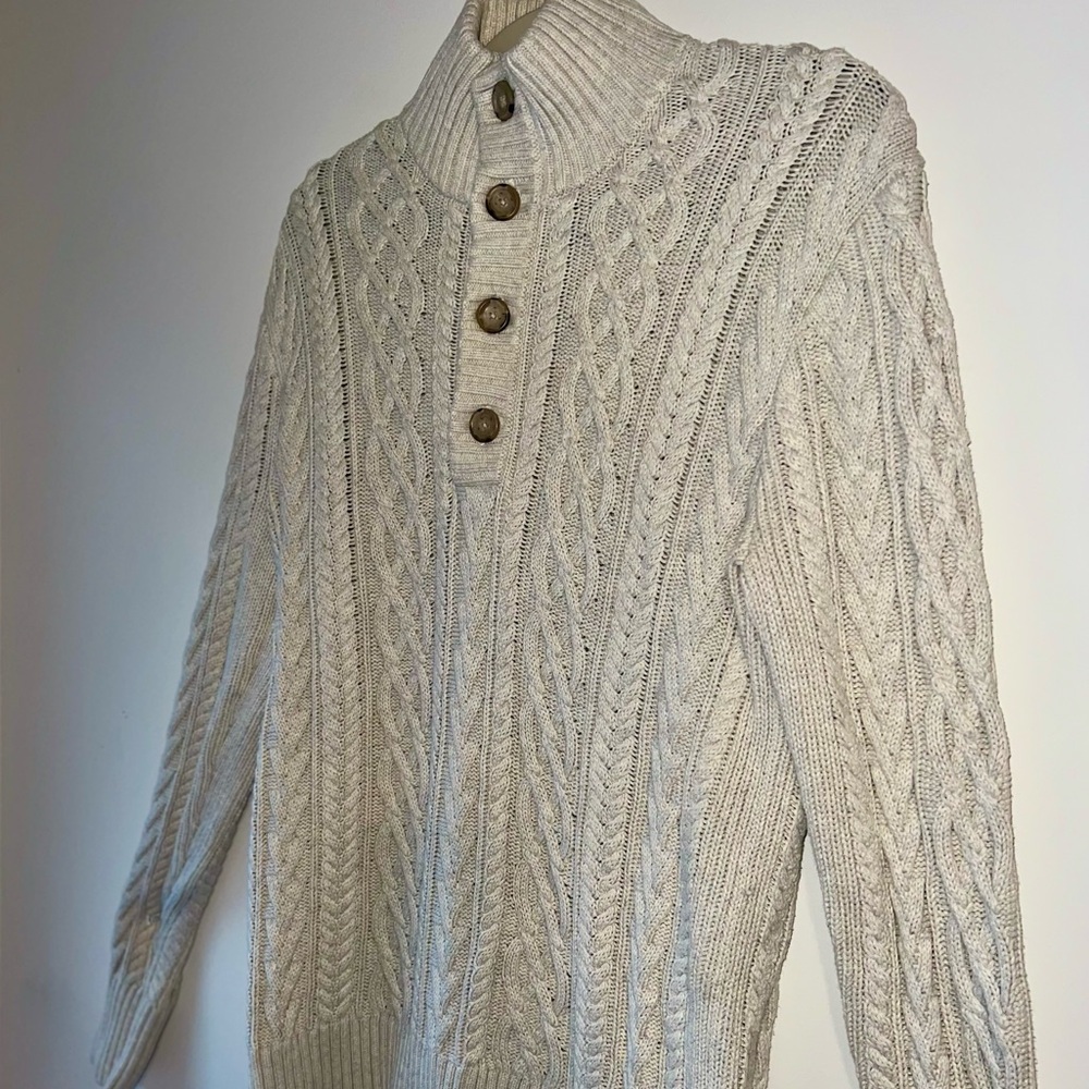 Banana Republic Cream Cable Knit Button Sweater
